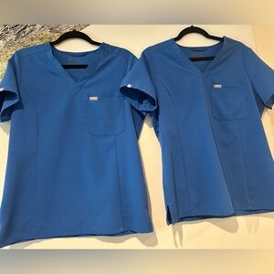 Figs Technical Collection 2 Pack fitted blue scrubs tops uniform medium